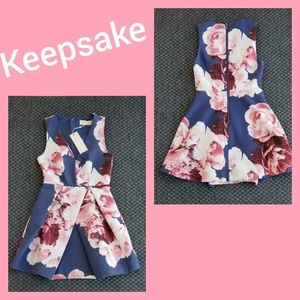 Keepsake Blue and Pink Floral Fit and Flare Dress